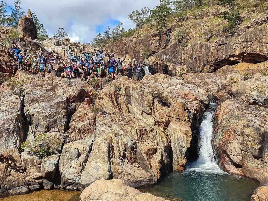 running river gorge townsville hike and explore group photo